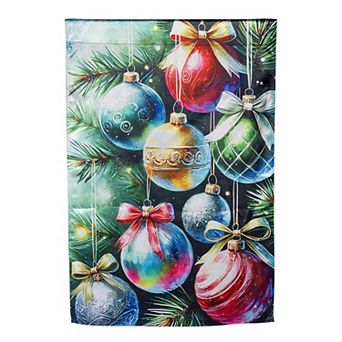 Evergreen Holiday Ornaments Lustre House Flag