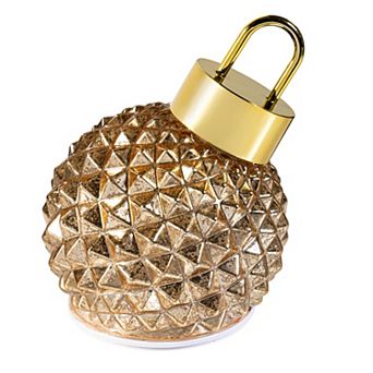 Evergreen LED Glass Ornament with Rotating Base Table Decor