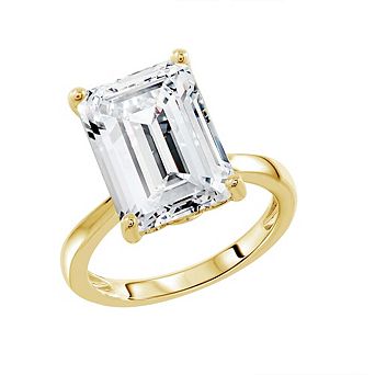 DIAMONBLISS 10 Carats Emerald Cut Solitaire Cocktail Ring