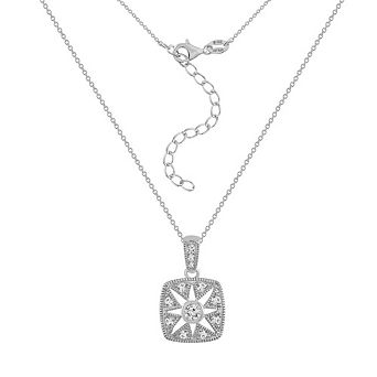 DIAMONBLISS Vintage Square Pendant Necklace