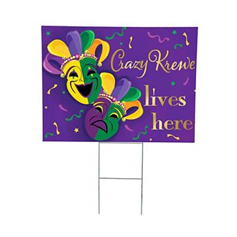 Evergreen "Crazy Krewe Lives Here" Coroplast Yard Sign Outdoor Decor 24-inch x 18-inch
