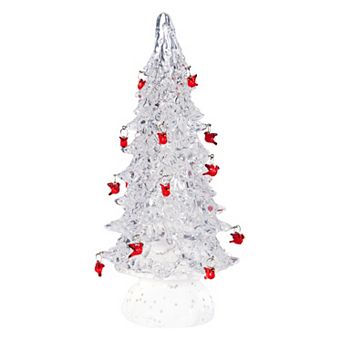 Evergreen LED Tree with Cardinals & Rotating Base Table Decor
