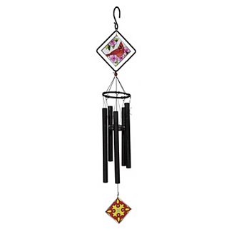 Evergreen 36-Inch Hand Tuned Metal Avria Wind Chime with Stained Glass Design