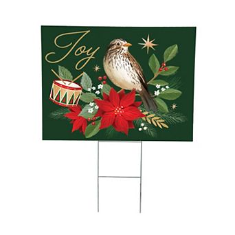 Evergreen "Joy" Festive Christmas Coroplast Yard Sign Outdoor Decor 24-inch.