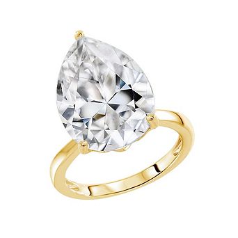 DIAMONBLISS 10 Carats Pear Cut Solitaire Cocktail Ring