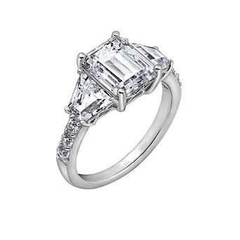 DIAMONBLISS Emerald Cut with Trapeze Side Stone Cocktail Ring