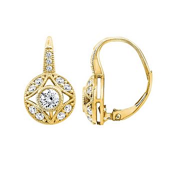 DIAMONBLISS Vintage Round Leverback Earrings