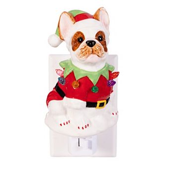 Evergreen Heartfelt Cheer Ceramic Dog Nightlight Bulldog 6-Inch