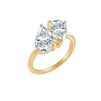 DIAMONBLISS 5 Carats Pear Cut Toi et Moi Ring
