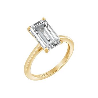DIAMONBLISS 5 Carats Emerald Cut Solitaire Cocktail Ring