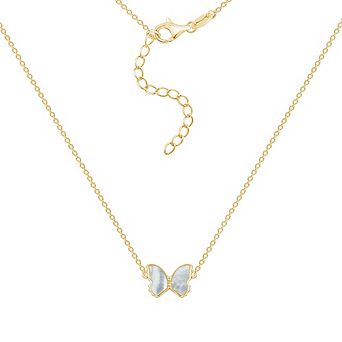 DIAMONBLISS Pearly Butterfly Pendant Necklace