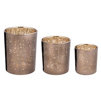 Evergreen 3-Pack Glass Hurricane Candle Holder Table Decor