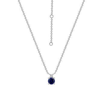 DIAMONBLISS Round Cut Created Sapphire And Lab Grown Diamond Two Stones Pendant Necklace