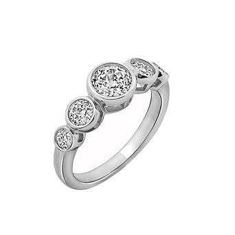 DIAMONBLISS Round Cut Bezel Set Graduated Five Stones Ring