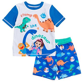 Ms. Rachel Swimwear 2 pc Rash Guard and Swim Trunks Set