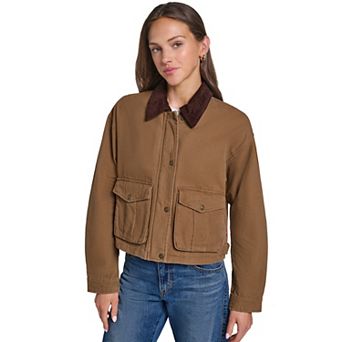 Juniors' Levi's® Cropped Cotton Corduroy-Collar Barn Jacket
