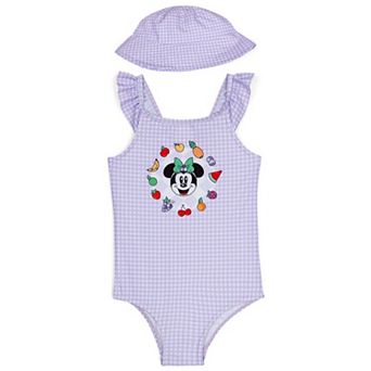 Disney Minnie Mouse One Piece Swimsuit and Bucket Hat Set