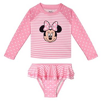 Disney Minnie Mouse UPF 50+ 2 pc Rash Guard and Bikini Set