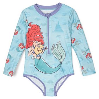 Disney The Little Mermaid Princess Ariel Zip-Up One Piece Swimsuit