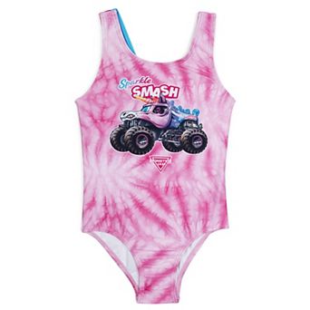 Monster Jam Sparkle Smash One Piece Bathing Suit UPF 50+