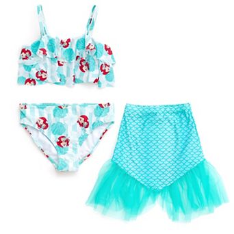 Disney The Little Mermaid Princess Ariel Bathing Suit and Skirt Set