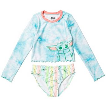 Star Wars The Mandalorian Grogu Swimwear 2 pc Rash Guard and Swim Bottom Set