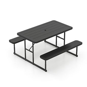 Costway Picnic Table Bench Set for 2-4 People Outdoor Rectangular Camping Dining Table