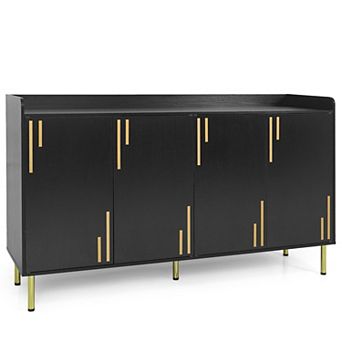 Costway Buffet Cabinet, 55” Long Sideboard with 4 Doors, 5 Metal Legs for Living Room