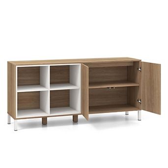Costway 63" Buffet Sideboard Kitchen Storage Cabinet with 4 Compartments Adjustable Shelf