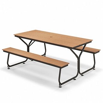 Costway 6FT Picnic Table Bench Set Outdoor HDPE Heavy-Duty Table for 6-8 Person