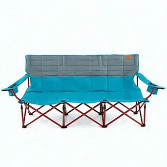 Costway Oversized 3 Person Camping Chair Portable Folding Camp Couch with Adjustable Armrests