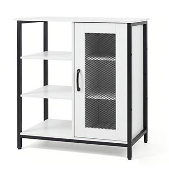 Costway Buffet Sideboard Cabinet with 3 Open Shelves 2 Adjustable Shelves Anti-Tipping Kits