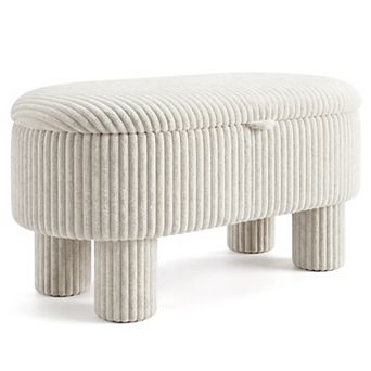 Costway 42” Storage Ottoman Bench with Hidden Storage Compartment & Legs for Living Room