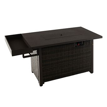 Costway 52'' Outdoor Gas Fire Pit Table Patio Propane Firepit with Cover 50,000 BTU
