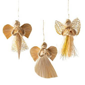 Evergreen Abaca Angels Christmas Ornament Set of 3