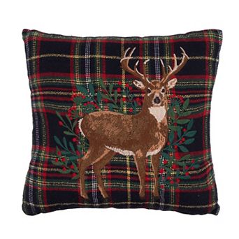 C&F Home Deer Botanical Plaid Holiday Throw Pillow