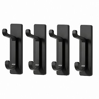 Strong Stick on Adhesive Hooks 4-Pack Heavy Duty Double Hook Storage