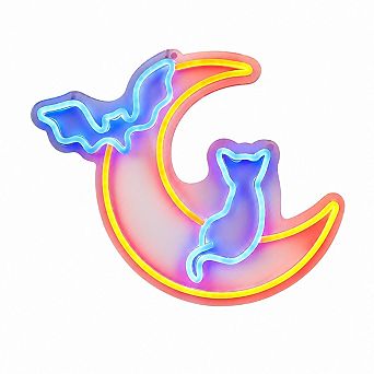 Cat Moon Bat Neon Sign LED Light Indoor Wall Decor