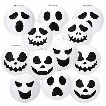 12 Pumpkin Paper Lanterns Jack O Lantern Halloween Party Decoration Supplies