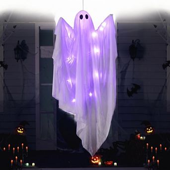 Hanging Light Up Ghost Decoration With Timer LED For Indoor Outdoor Halloween Party