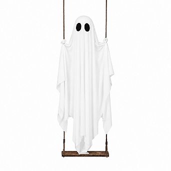 Hanging Ghost Decor With String Lights Spooky Cute Outdoor Yard Porch Decoration