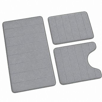 3 pc Memory Foam Bathroom Rug Set Soft Absorbent Non Slip Washable