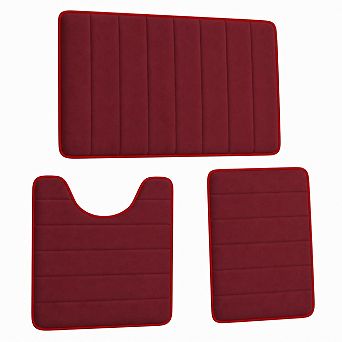 3 pc Memory Foam Bathroom Rug Set Soft Absorbent Non Slip Washable