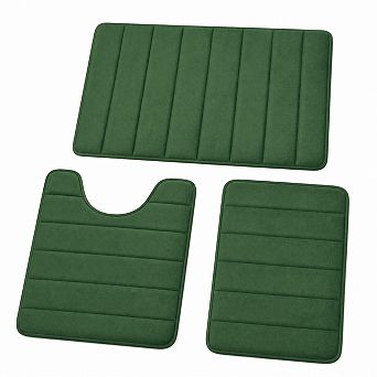 3 pc Memory Foam Bathroom Rug Set Soft Absorbent Non Slip Washable