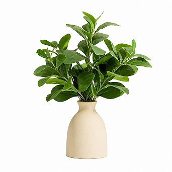 16 Inch Artificial Eucalyptus Stems Potted Plant with Vase for Home Office Wedding Decor