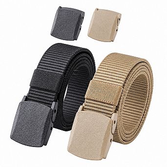 2 Pack Nylon Web Tactical Belts TSA Friendly Metal Free Plastic Buckle