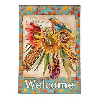 Evergreen Autumn Welcome Burlap House Flag