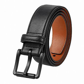 TSA Approved Men's Metal Free Leather Belt Black Buckle Travel Casual Work