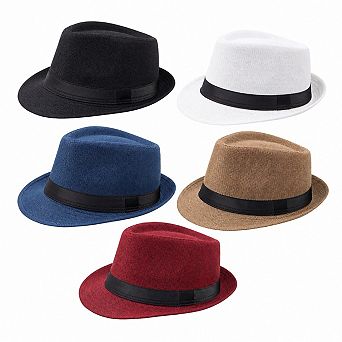 5 Pack Short Brim Fedora Sun Hat Classic Summer Beach UV Protection Cap For Men Women