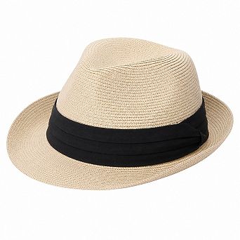 Paper Straw Fedora Sun Hat Foldable Short Brim Unisex Beach Travel Cap